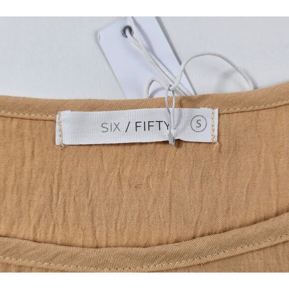 NWT Six Fifty yellow crinkle knot front sz small short sleeve oversized summer - Picture 4 of 7